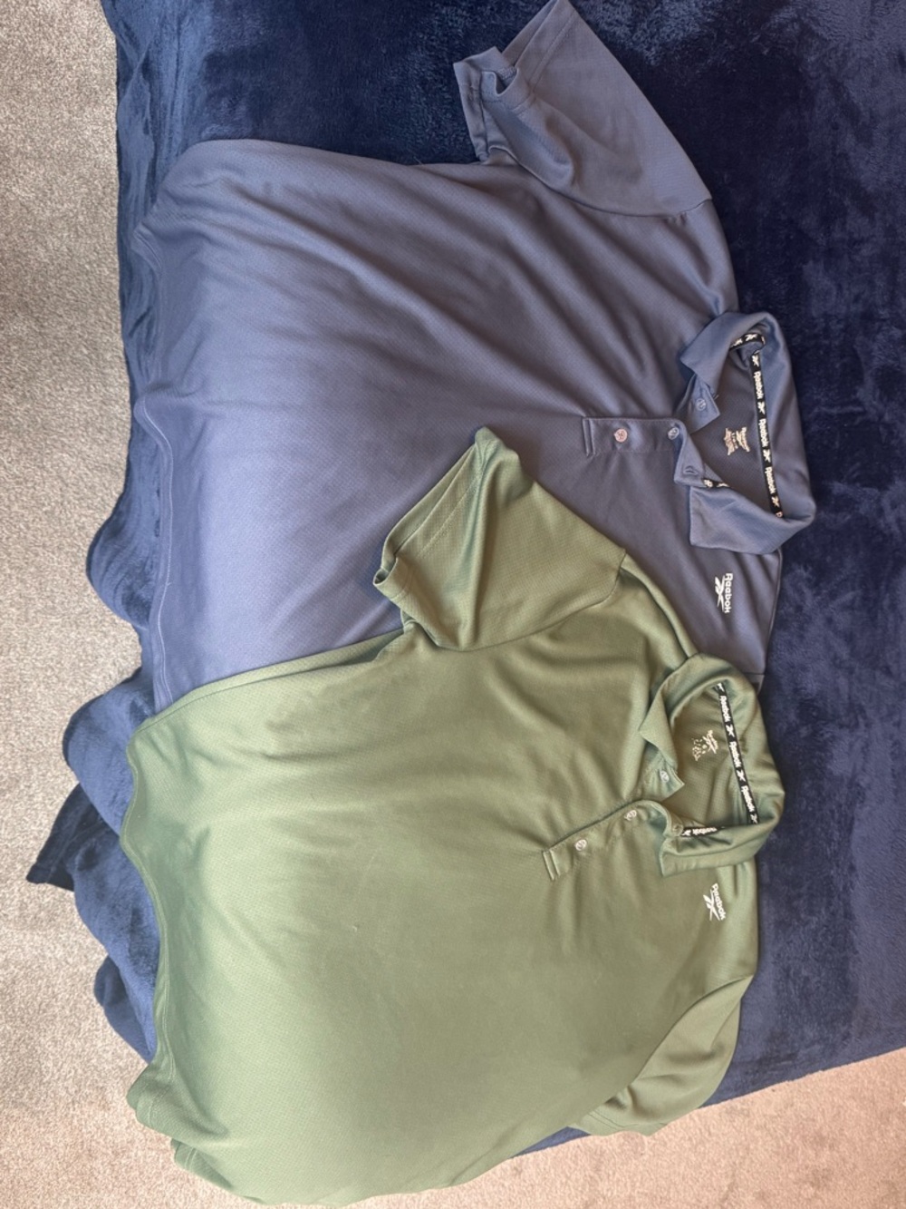 2 Reebok men's performance polo shirts, size large